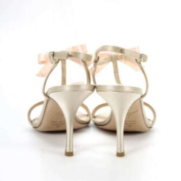 Giuseppe Beige Suede Pink Bow T Strap European 38 - Picture 4 of 5